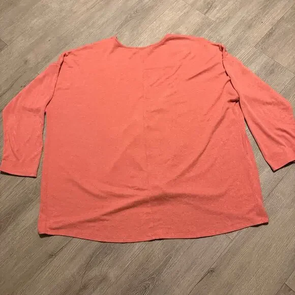 LOFT Plus Coral Knot Front V Neck Top Size 24 26 Soft Stretch Casual - Picture 7 of 9